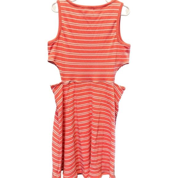 NWOT Btween Girls Girls Coral Stripes Side Cut Out Sleeveless Dress - Size 12 - Picture 3 of 5